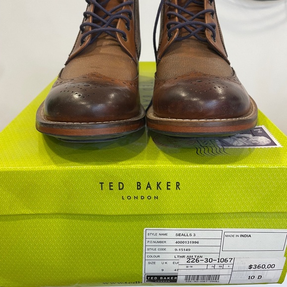 👞 TED BAKER “SEALLS 3” Men’s Leather Boots 👞 size: UK 9 / US 10 D - Picture 5 of 7